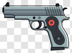 Black And White Gun - Cartoon-style Handgun Illustration Transparent PNG
