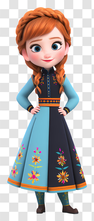 Frozen Anna - Animated Girl In Floral Dress Transparent PNG