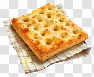 Focaccia Bread - Focaccia Bread On Checkered Cloth Transparent PNG