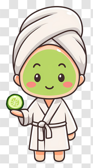 Girl With Cucumber Face Mask - Person With Face Mask And Cucumber Transparent PNG