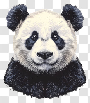 Panda - Realistic Panda Bear Portrait Illustration Transparent PNG