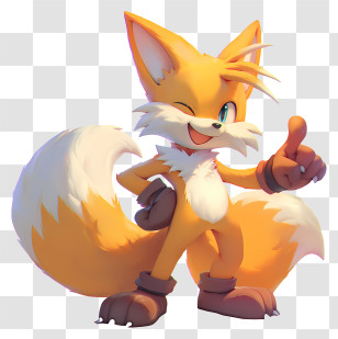 Miles Tails Prower - Orange Fox Character Winking With Thumbs Up Transparent PNG