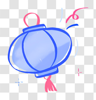 Blue Paper Lantern - Blue Lantern With Red Tassel Transparent PNG