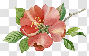 Pink Apple Blossom - Beautiful Pink Watercolor Flower Transparent PNG