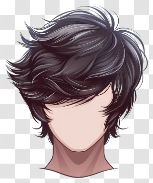 Man Hairstyle - Stylish Black Wavy Hair Transparent PNG