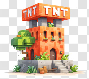 Minecraft Tnt - TNT Building With Tree Transparent PNG
