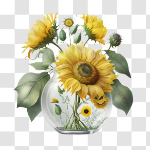 Watercolor Sunflower - Beautiful Sunflowers In A Vase Transparent PNG