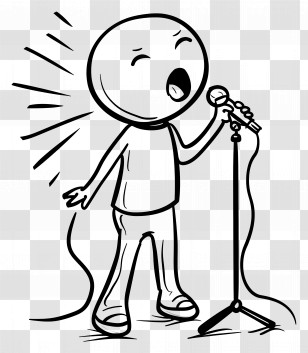 Stick Figure Singing - Person Singing With Microphone Transparent PNG
