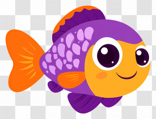 Fish Cartoon - Colorful Cartoon Fish With Smiling Face Transparent PNG
