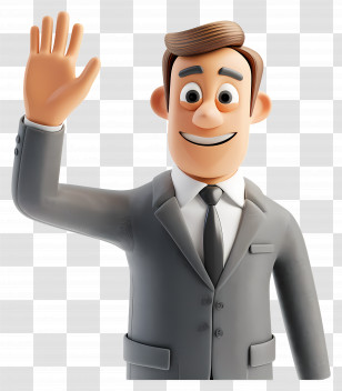 Businessman Waving Hello - Animated Businessman Greeting In Formal Suit Transparent PNG