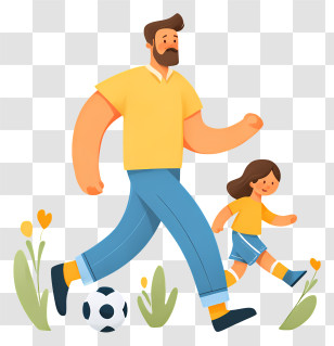 Father Playing Football With Child - Father And Child Playing Soccer Illustration Transparent PNG