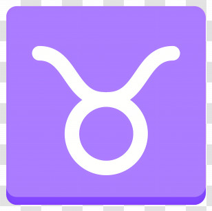 Taurus Emoji - Taurus Zodiac Symbol In Purple Transparent PNG
