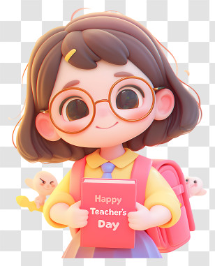 Animated Teachers Day Sign - Happy Teacher's Day Book With Glasses Transparent PNG