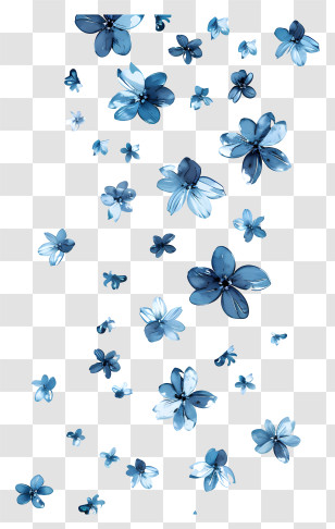 Flying Flowers - Falling Blue Watercolor Flowers Transparent PNG