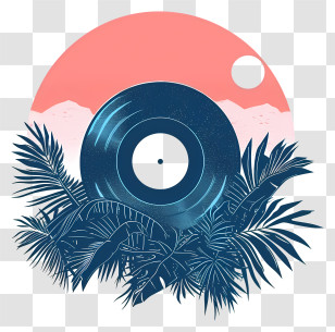 Vinyl Record - Vinyl Record With Tropical Background Transparent PNG