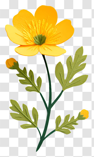 Buttercup - Yellow Flower Plant Transparent PNG