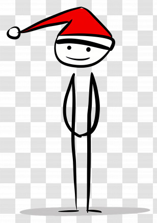 Christmas Stick Figure - Stick Figure Wearing Santa Hat For Christmas Transparent PNG