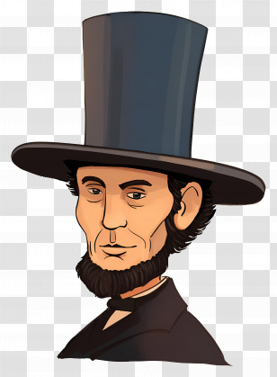 Abraham Lincoln - Cartoon Bearded Man In Top Hat Illustration Transparent PNG