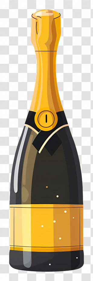 Champagne Bottle - Illustration Of A Champagne Bottle For Celebrations Transparent PNG