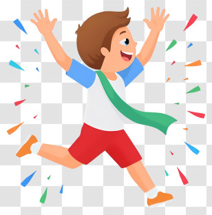 Boy Crossing Finish Line - Joyful Boy Running With Excitement Transparent PNG