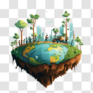 World Soil Day - Floating Earth With Trees And Eco-Conscious People Transparent PNG
