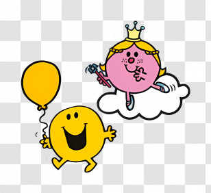 Mr Men Little Miss - Happy Characters With Balloon Transparent PNG