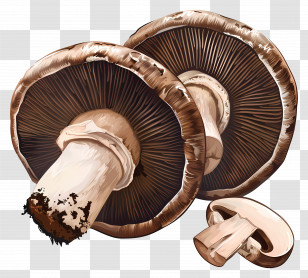 Portobello Mushroom - Illustration Of Brown Mushrooms Transparent PNG