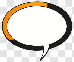 Text Box - Speech Bubble With Black And Orange Outline Transparent PNG