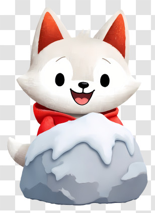 Cute Cartoon Arctic Fox - Happy White Fox In Red Hoodie Transparent PNG