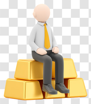 Businessman Sitting Gold Bars - Person Sitting On Gold Bars Transparent PNG