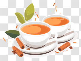Masala Chai Tea - Tea Cups With Cinnamon And Leaves Illustration Transparent PNG