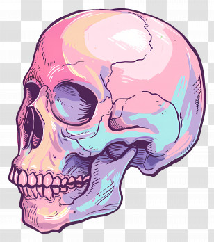 Doodle Skull - Colorful Skull Illustration Art Transparent PNG