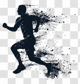 Running Man Silhouette - Dynamic Running Silhouette Transparent PNG