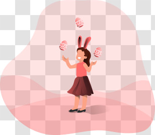 Woman Standing In Red Pond - Girl Juggling Easter Eggs Transparent PNG