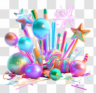 Party Neon - Colorful Party Balloons And Decorations Transparent PNG