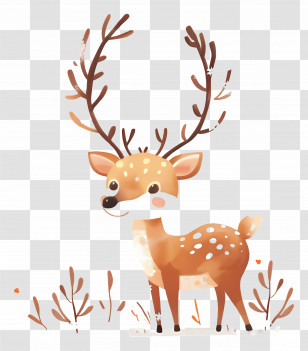 Christmas Deer - Adorable Cartoon Reindeer With Spotted Fur Transparent PNG