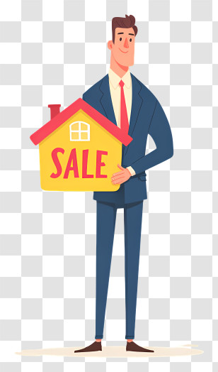 Businessman Holding House For Sale - Real Estate Agent With House Sign Transparent PNG