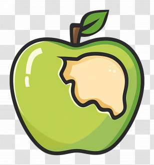 Apple - Bitten Green Apple Illustration Transparent PNG