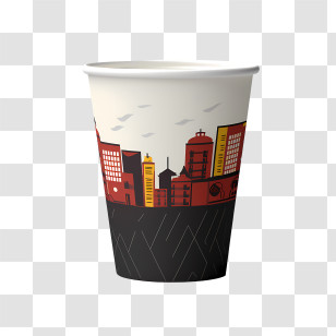 Paper Cup - Paper Cup With City Design Transparent PNG