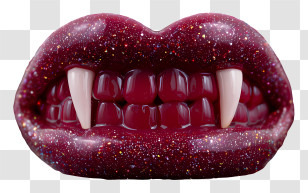 Vampire Fangs - Glittery Red Vampire Lips Transparent PNG