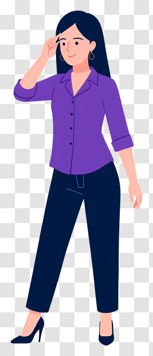 Woman Full Body - Casual Woman In Purple Shirt Transparent PNG