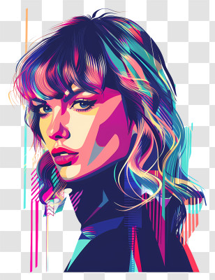 Taylor Swift - Colorful Portrait Illustration In Graphic Style Transparent PNG