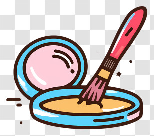 Cartoon - Makeup Brush And Powder Illustration Transparent PNG
