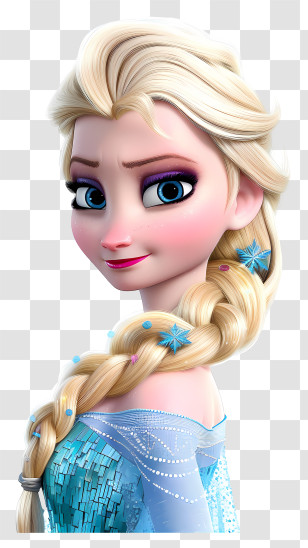 Frozen Elsa Princess - Fairy Tale Character With Blonde Braid Transparent PNG