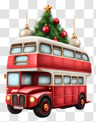Christmas Double Decker Bus - Christmas Double-Decker Bus Transparent PNG