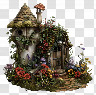 Cottage Garden - Small Cute Doodle House Transparent PNG