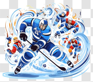 Doodle Ice Hockey - Dynamic Hockey Player In Action Transparent PNG