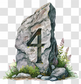 Number 4 - Rock With Number 4 Engraved Transparent PNG