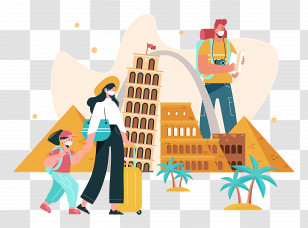 World Heritage Day - Family Travel Adventure Illustration Transparent PNG