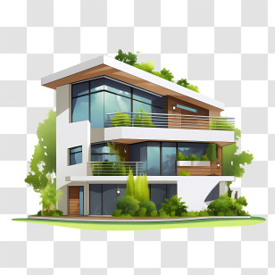 Eco House - Modern House With Greenery Transparent PNG